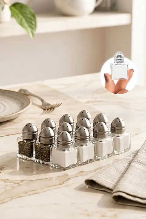 12-Piece Mini Square Salt & Pepper Shaker Set