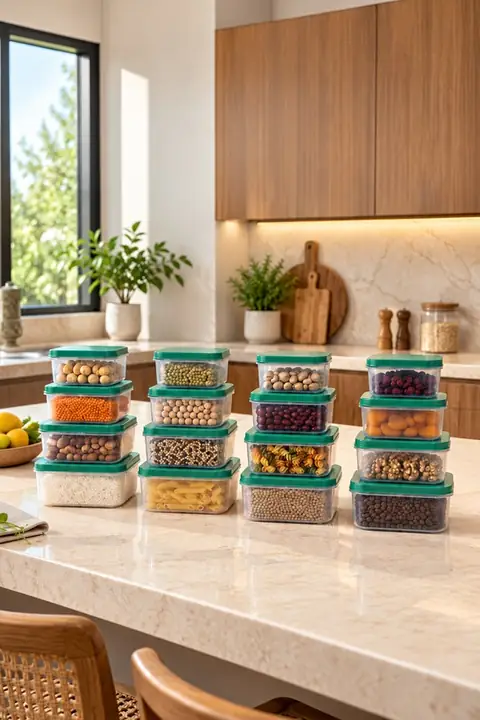 16-Piece Square Pantry Storage Container Set, 4×1000/650/450/300 ml