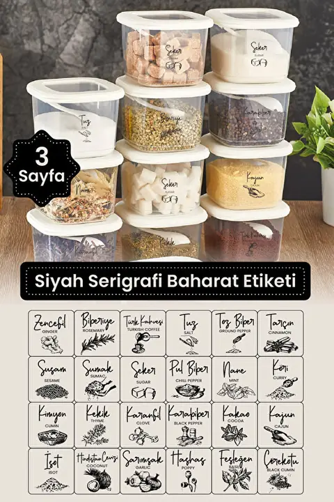 3 Sheets of Spice Jar Labels