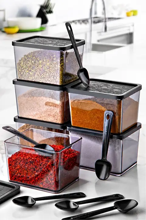 6-Piece Multi Spice Jar Set with Spoons, Large