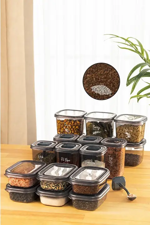 18-Piece Spice Storage Set with Spoons & Labels, 6×0.40/0.45/0.55 L