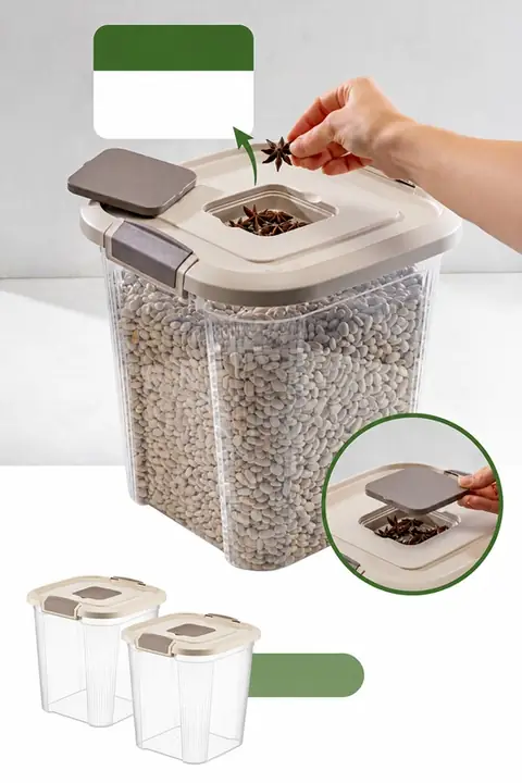 2-Piece Square Flour & Grain Container Set with Filter Lid, 12 L