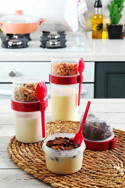 3-Piece Grab-and-Go Yogurt & Fruit Cup Set with Spoon-Fork