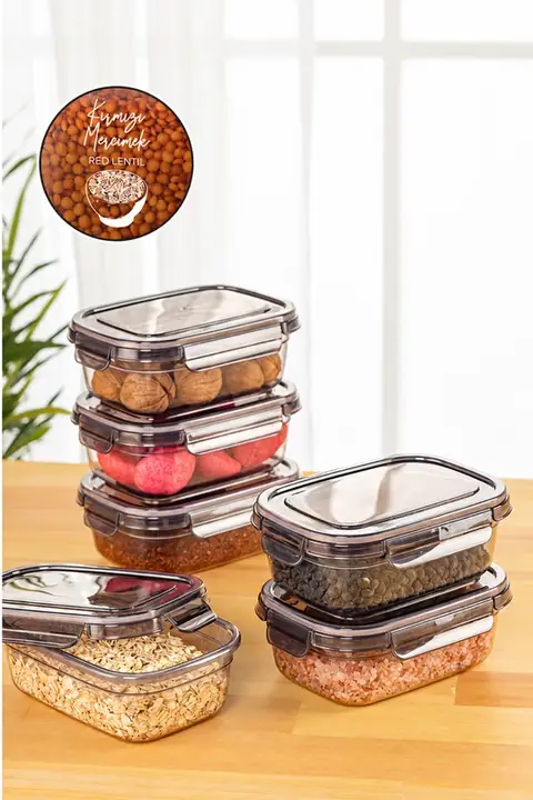 6-Piece Sealed Rectangular Storage Container Set, 0.67 L