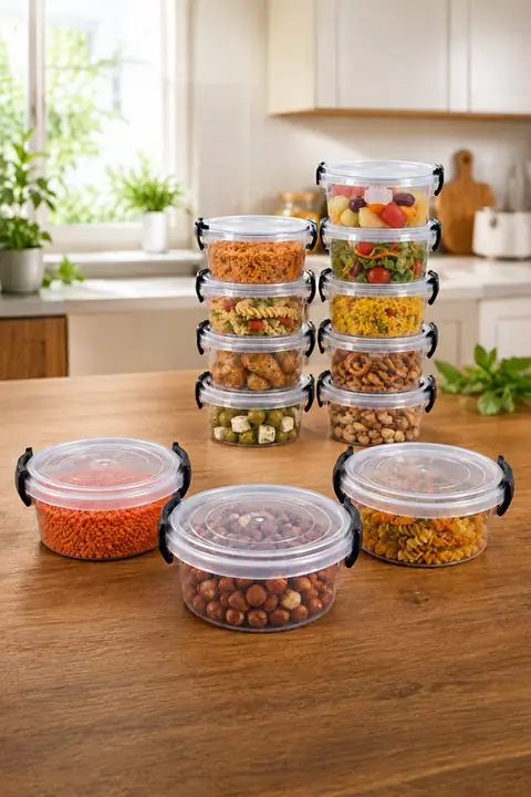 12-Piece Round Locking-Lid Storage Container Set, 600 ml, Microwave Safe