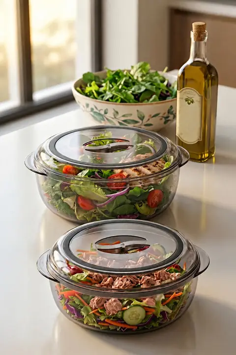 2-Piece Round Acrylic Food Container Set, 1.7 L