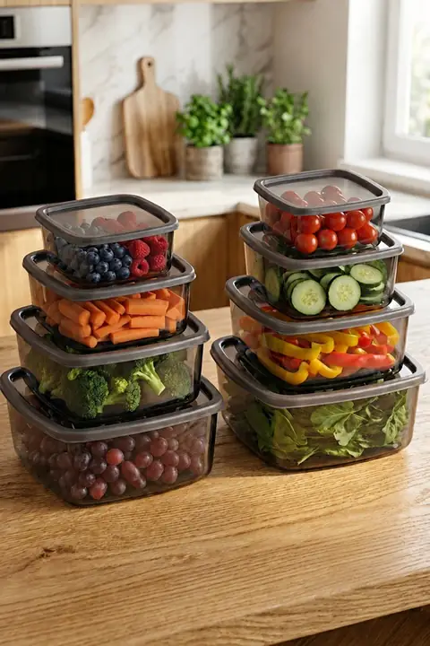 8-Piece Square Airtight Storage Container Set, 1.4 L/850/500/270 ml