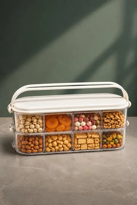 2-Tier Lidded Portable Organizer Box with Handle