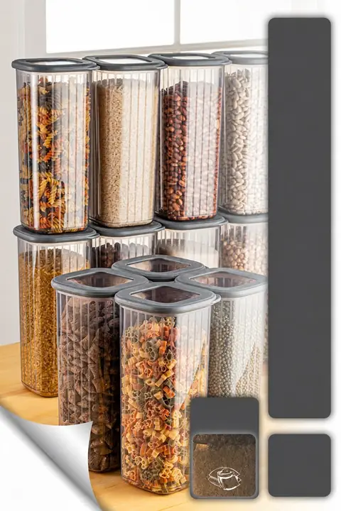 12-Piece Ribbed Storage Container Set with Labels, 1.75 L