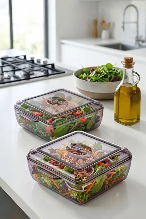 2-Piece Square Acrylic Food Container Set, 2 L