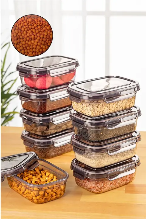 9-Piece Sealed Rectangular Storage Container Set, 0.67 L