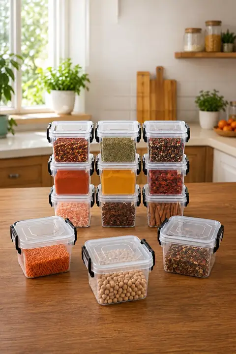 12-Piece Square Locking-Lid Storage Container Set, 550 ml, Microwave Safe