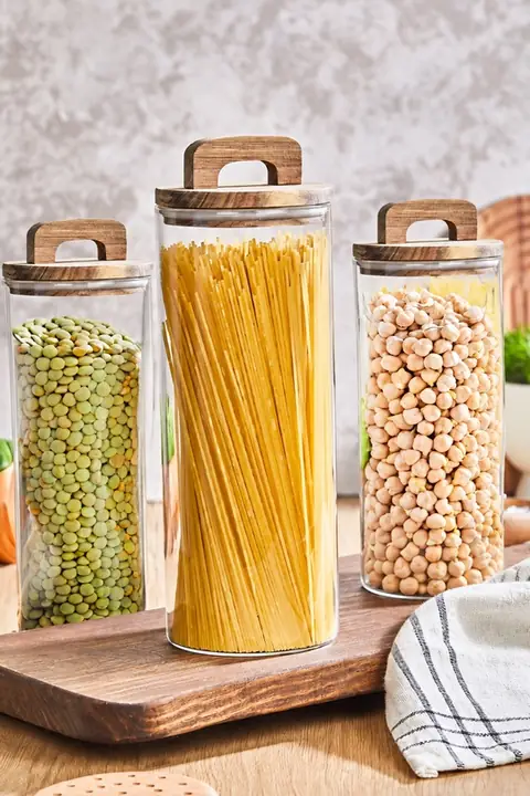 3-Piece Lidded Jar Set with Handle, 1800 ml