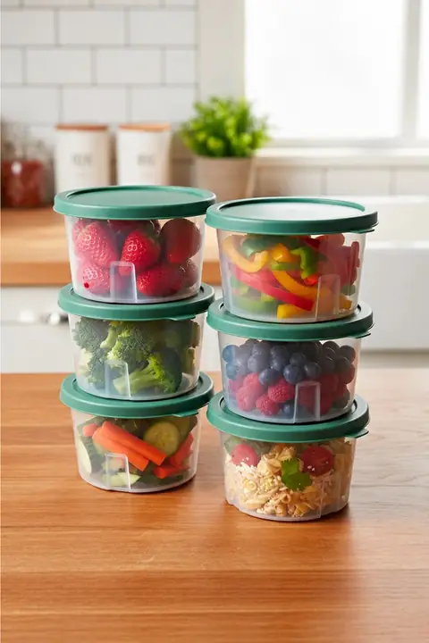 6-Piece Round Multi-Purpose Storage Container Set, 650 ml