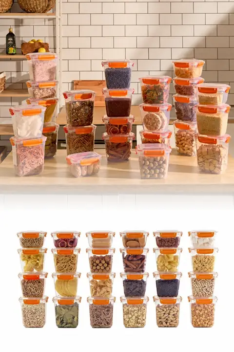 24-Piece Master Sealed Deep Rectangular Container Set, 6×2100 + 6×1000 + 12×1575 ml