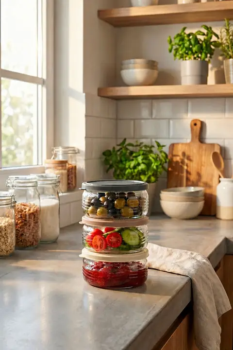3-Piece Round Glass Storage Container Set with Lids, 415 ml