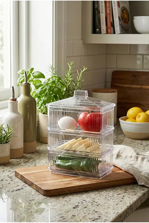 3-Tier Acrylic Lidded Fridge Breakfast Organizer