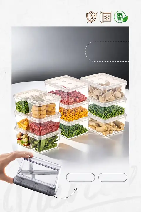 12-Piece Block Fridge & Freezer Leak-Proof Container Set, 6×1.5 L + 6×0.7 L