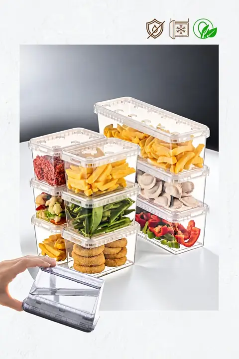 9-Piece Block Fridge & Freezer Leak-Proof Container Set, 3×1.4 L + 6×0.7 L