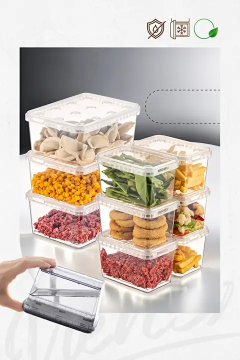 9-Piece Block Fridge & Freezer Leak-Proof Container Set, 3×1.5 L + 6×0.7 L