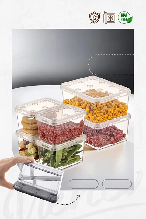 6-Piece Block Fridge & Freezer Leak-Proof Container Set, 2×1.5 L + 4×0.7 L
