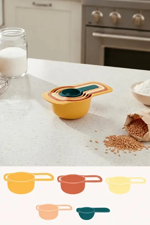 5-Piece Measuring Cup Set, Earth Tones, 15–250 ml