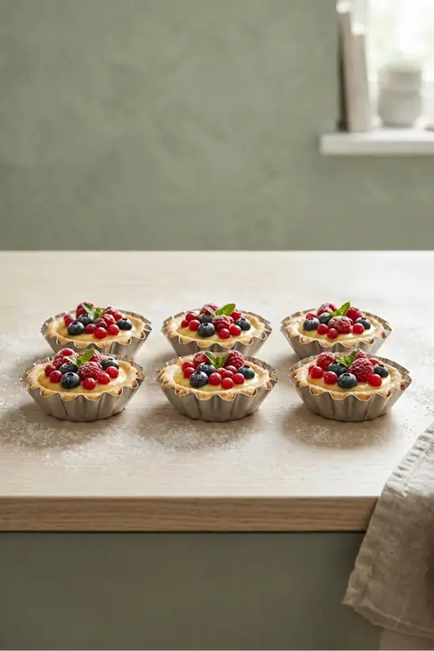 6-Piece Mini Fluted Metal Tartlet & Cake Mold Set