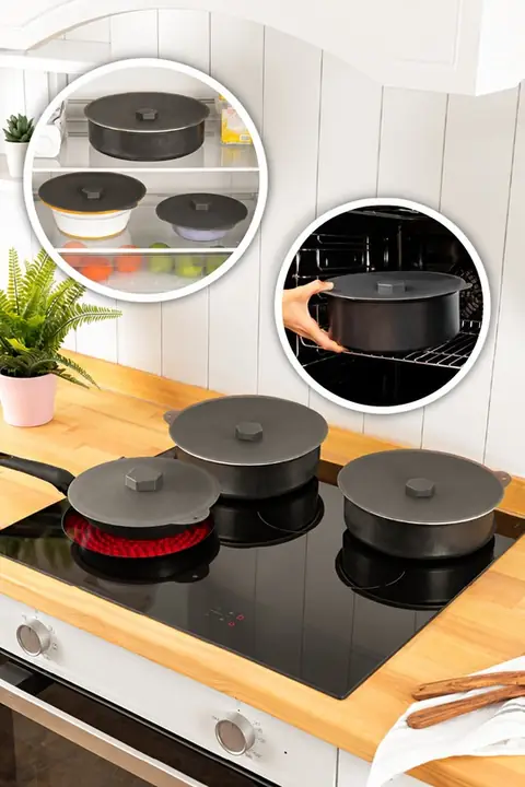 3-Piece Small Silicone Pot & Pan Lid Set