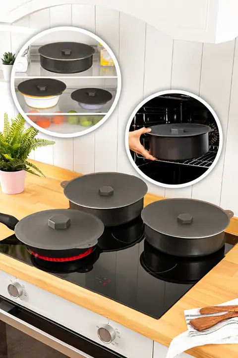 3-Piece Medium Silicone Pot & Pan Lid Set