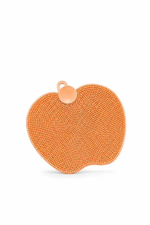 Apple-Shaped Silicone Dish & Vegetable Brush, Assorted Colours