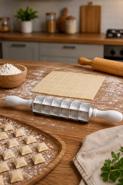 7-Blade Stainless Steel Dough Cutter Roller