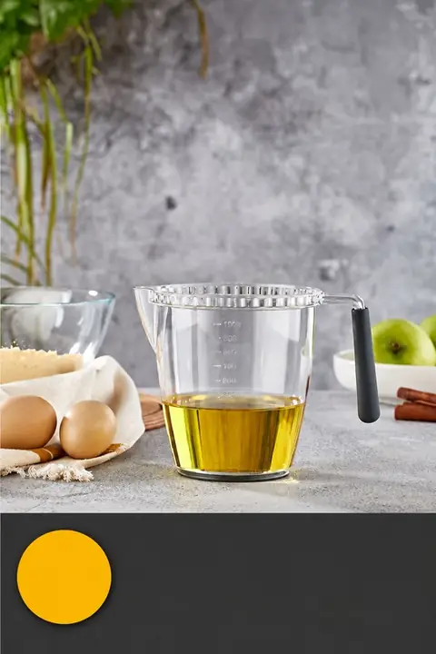 Acrylic Measuring Jug with Non-Slip Base & Silicone Handle, 1 L