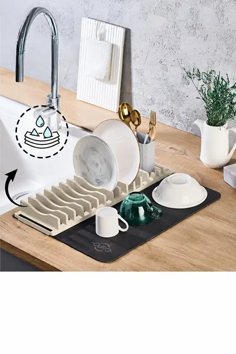 2-Piece Dish Drying Mat & Organizer Set