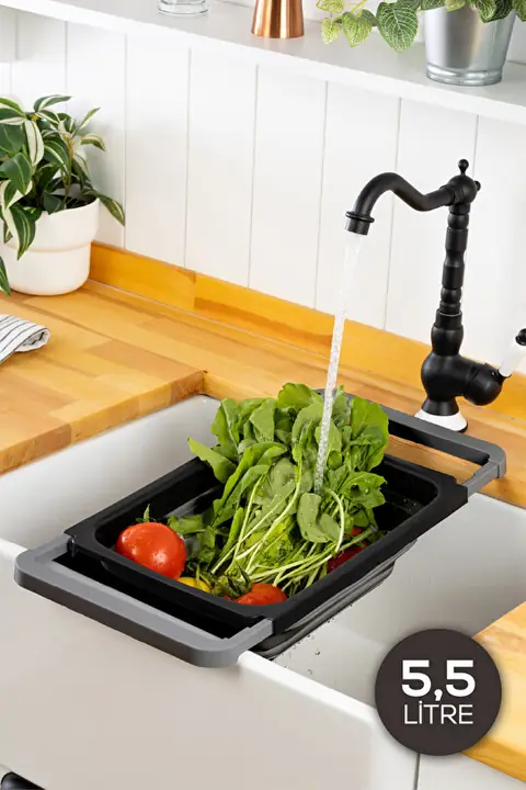 Large Collapsible Silicone Sink Colander, 5.5 L