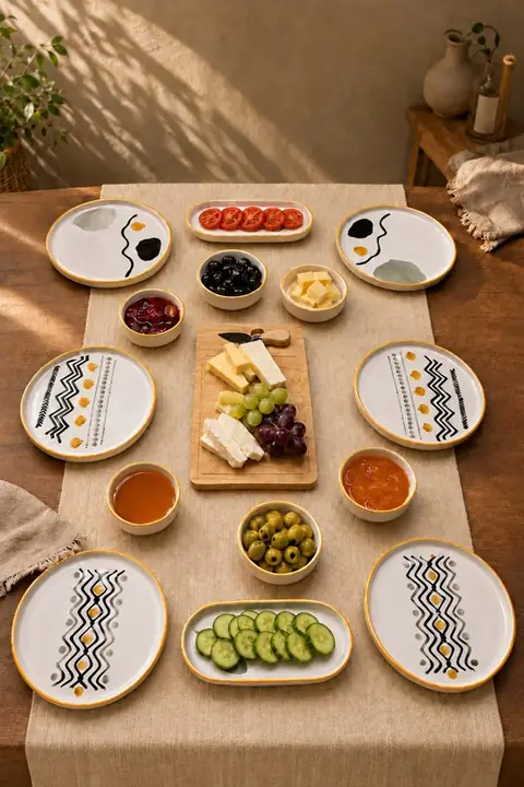 15-Piece Axial Breakfast Set with Bamboo Server