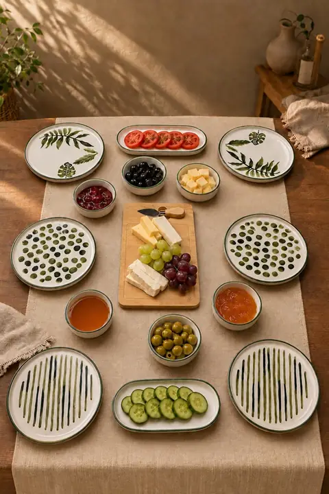 15-Piece Botanical Breakfast Set with Bamboo Server