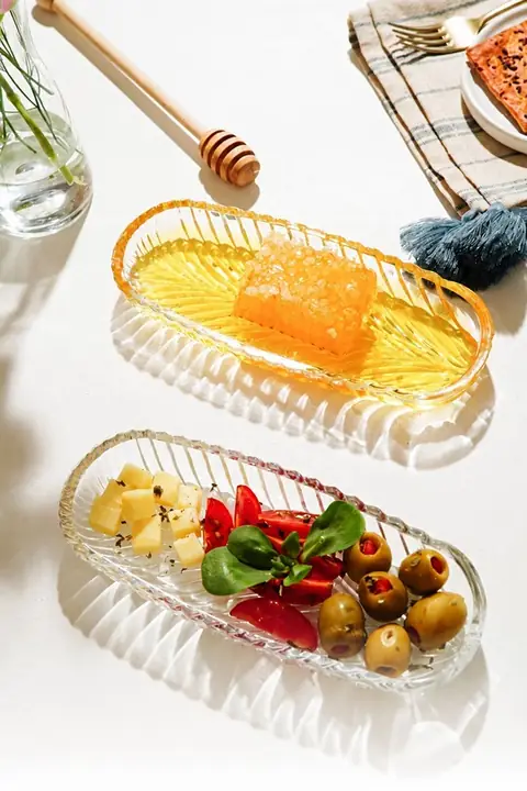 2-Piece Small Glass Boat Dish Set