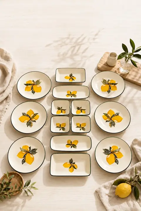 Lemon Ceramic 14-Piece Breakfast Set