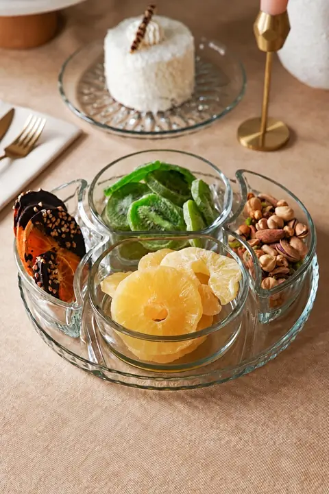 4-Section Glass Breakfast & Snack Server