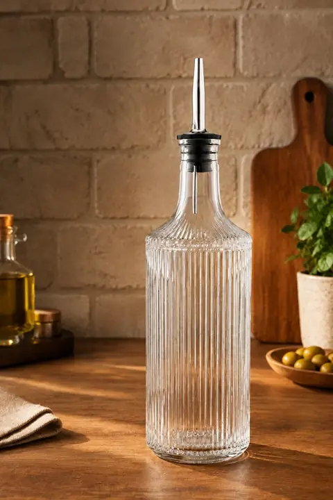 Ribbed Glass Oil & Vinegar Bottle Set, 750 ml