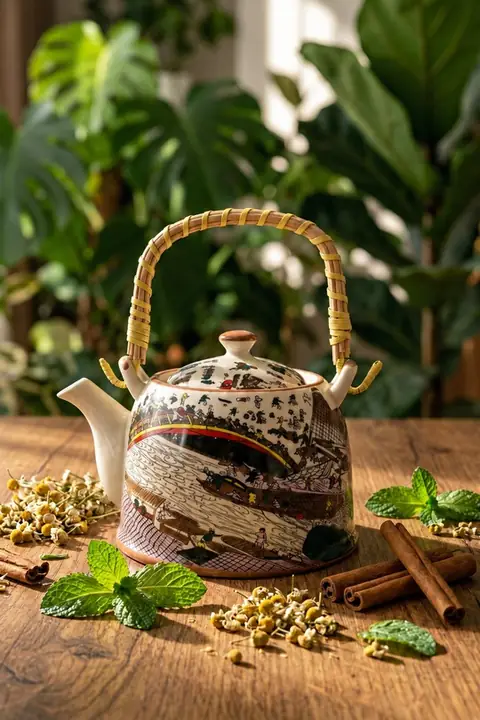 Traditional Patterned Ceramic Teapot, 750 ml