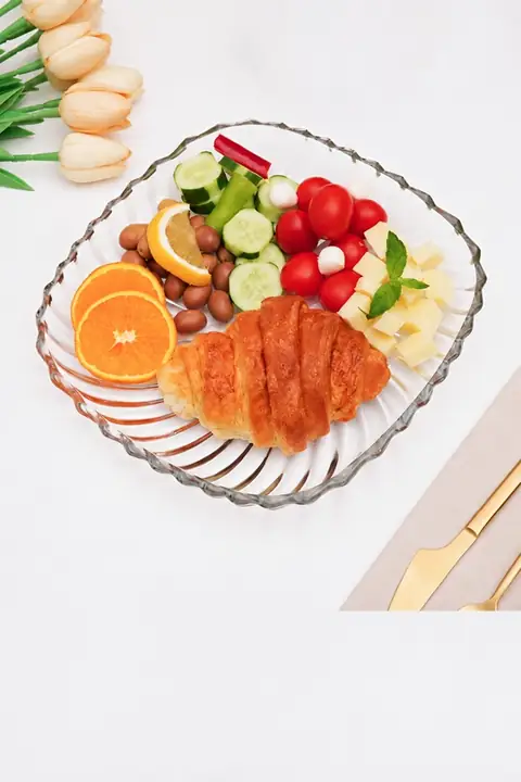 Square Glass Serving Plate, 24.5 cm