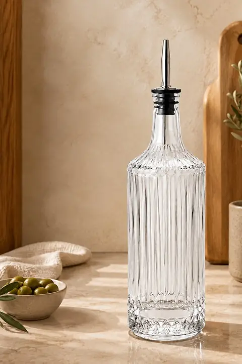 Crystal-Cut Glass Oil & Vinegar Bottle, 750 ml