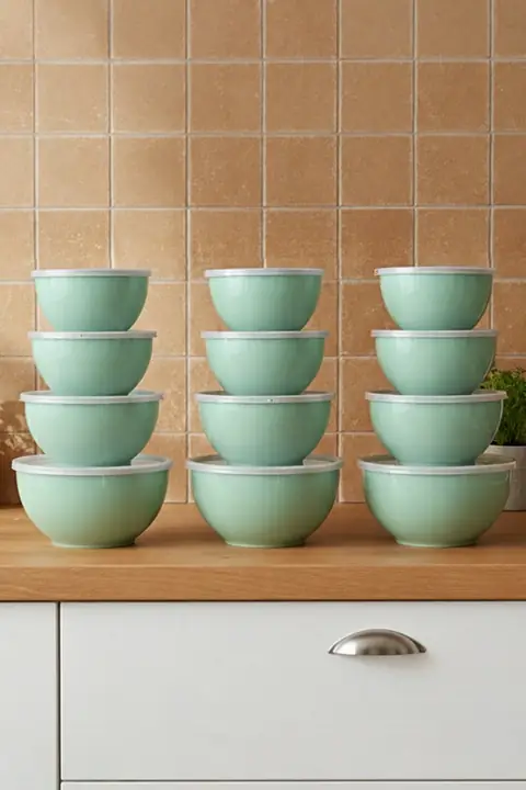 12-Piece Round Lidded Bowl Set, 1/1.5/2.3/3.3 L