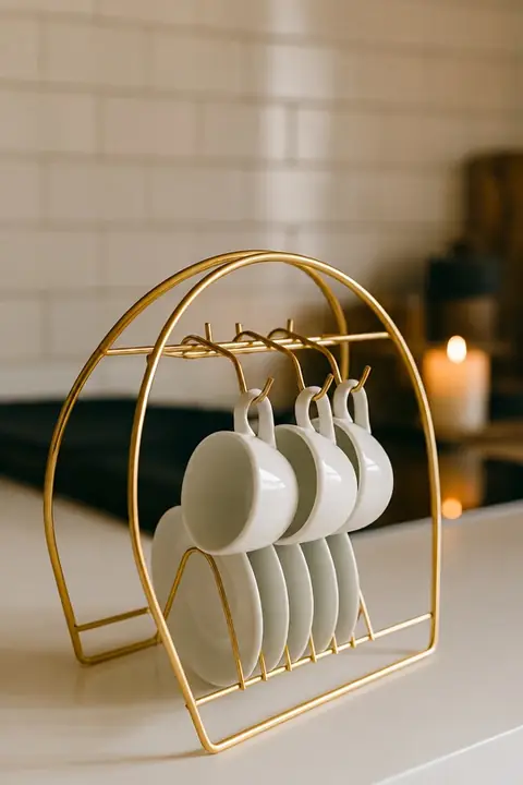 Metal Cup & Saucer Stand for 6 Mugs