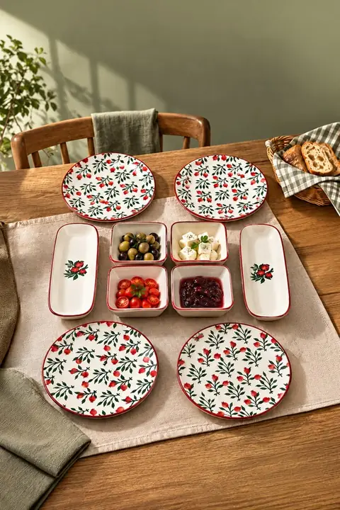 10-Piece Pomegranate Ceramic Breakfast Set