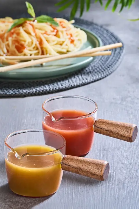 2-Piece Large Glass Sauce Bowl Set with Handle, 110 ml