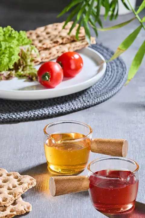 2-Piece Small Glass Sauce Bowl Set with Handle, 60 ml