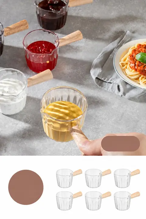 6-Piece Acrylic Sauce Cup Set with Handle, 80 ml