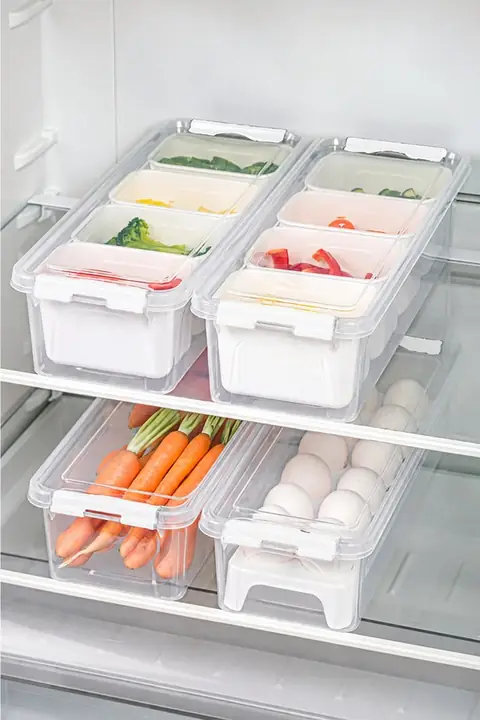 4-Piece Tall Locking-Lid Container Set, 4×3.5 L: 2 with Inserts, 1 Egg Tray, 1 Plain